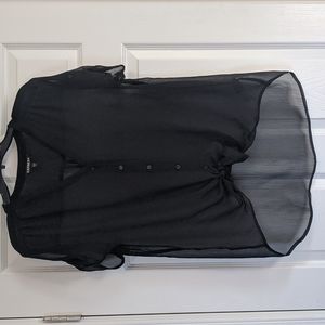 Express shear black button down top size M